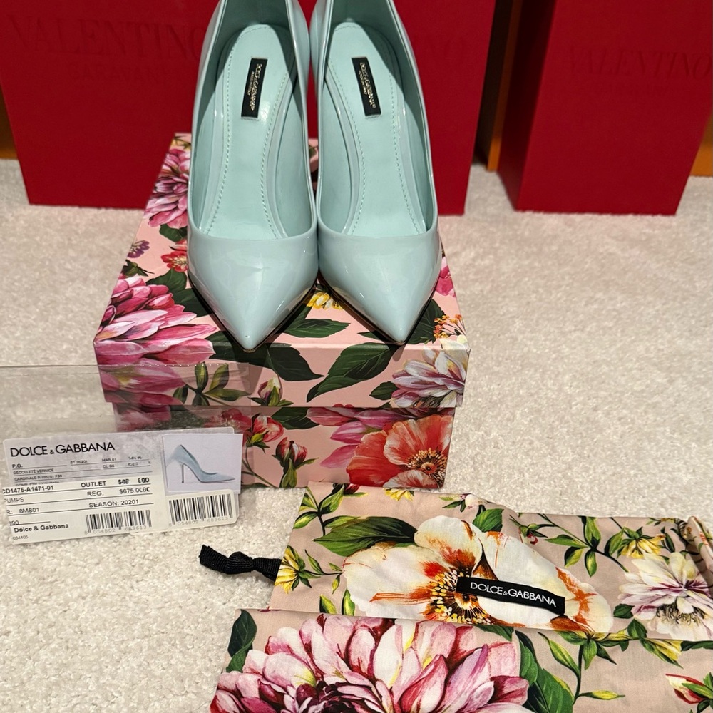 Dolce & Gabbana Sky Blue Patent Leather Pumps